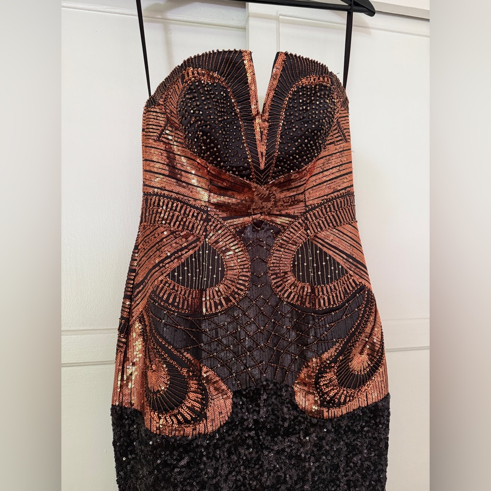 Elegant Black and Brown Evening Gown - Jovani